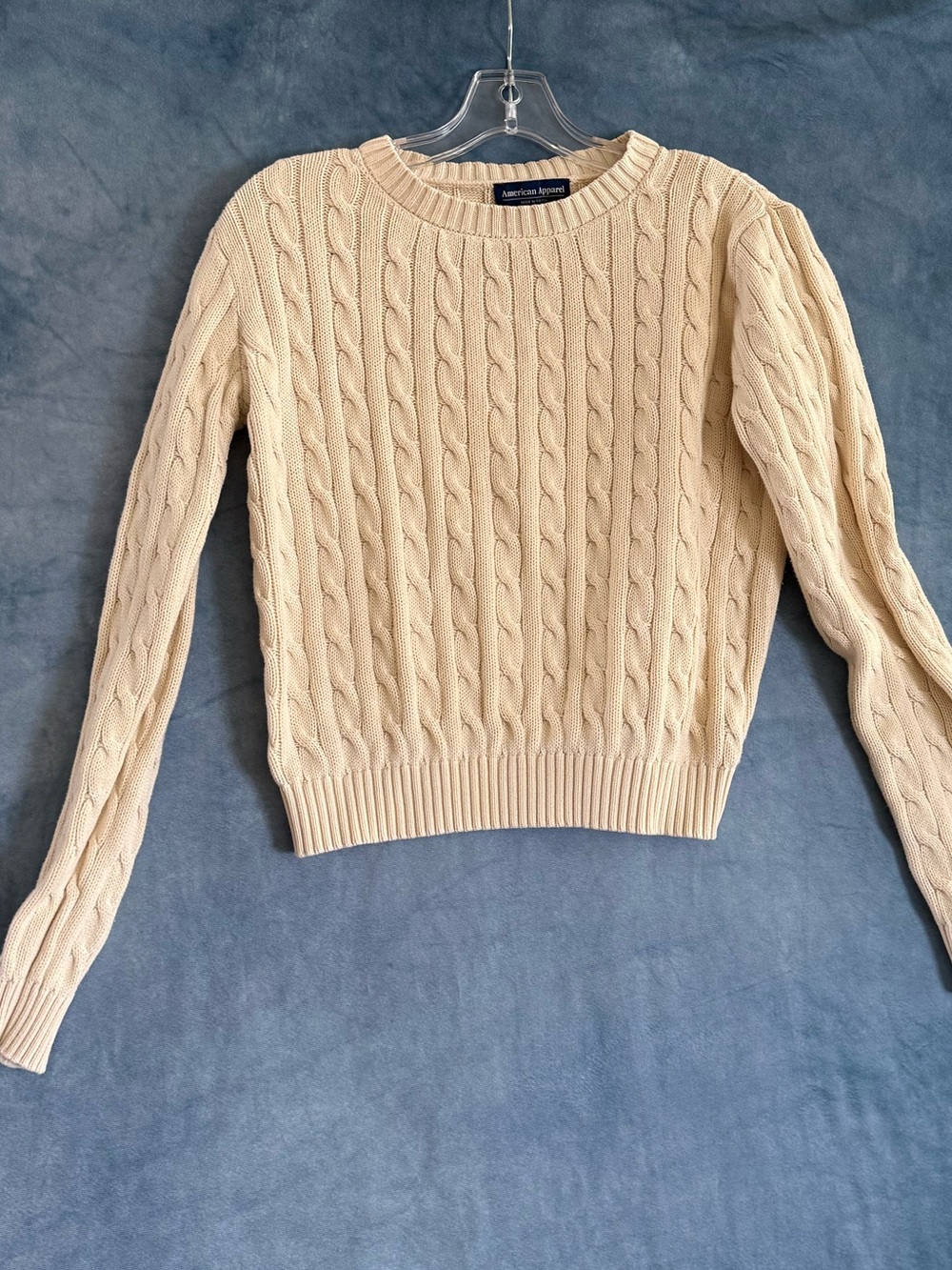 American Apparel Cream Cable-Knit Crewneck Sweater